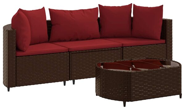 4 részes barna polyrattan kerti ülőgarnitúra párnákkal