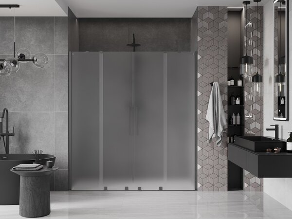 Mexen Velar Duo, tolózuhanyajtó nyitáshoz 170 cm, 8 mm-es matt üveg, polírozott grafit, 871-170-000-32-95