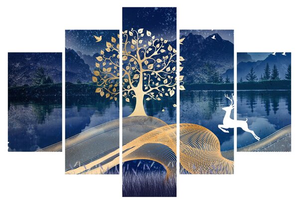 Szarvas képe teliholdkor (150x105 cm)