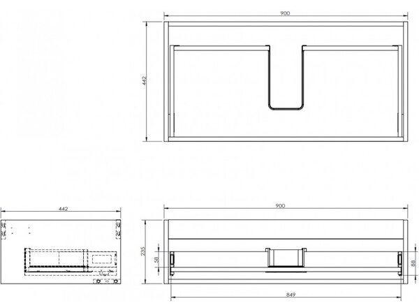 Mexen Box-A, fali szekrény 90 cm, 1 fiók, grafit matt, 91AX0-0900-235-1-66