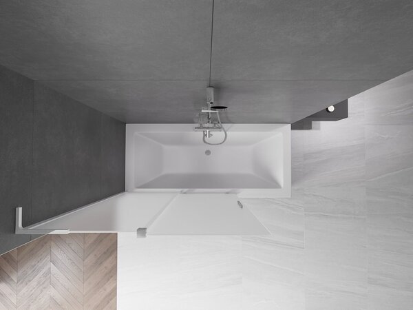 Mexen Velar L 2-szárnyas, toló kádparaván 120 x 150 cm, zúzmarás, króm - 896-120-003-31-01
