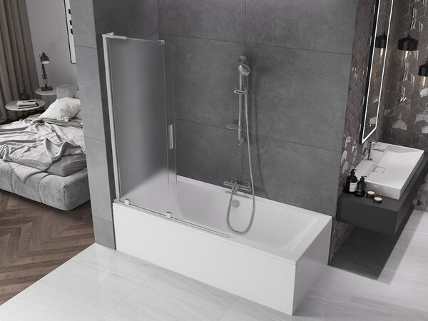 Mexen Velar L 2-szárnyas, toló kádparaván 120 x 150 cm, zúzmarás, króm - 896-120-003-31-01