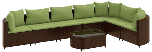 8 részes barna polyrattan kerti ülőgarnitúra párnákkal