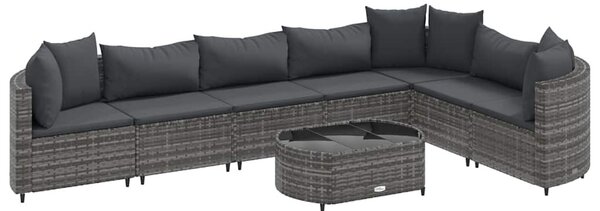 8 részes szürke polyrattan kerti ülőgarnitúra párnákkal