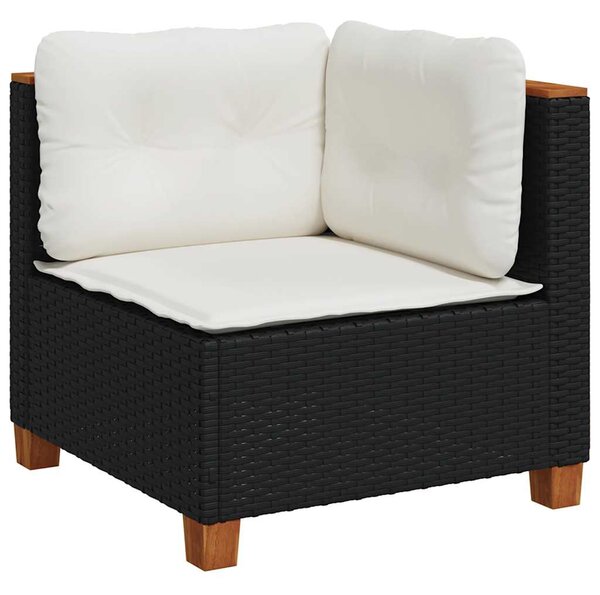 6 részes fekete polyrattan kerti ülőgarnitúra párnákkal