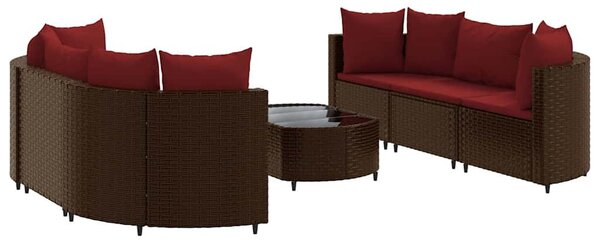 7 részes barna polyrattan kerti ülőgarnitúra párnákkal