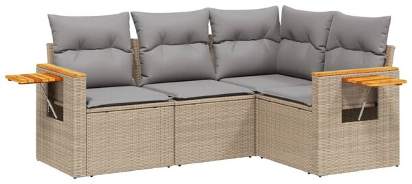 4 részes bézs polyrattan kerti ülőgarnitúra párnákkal