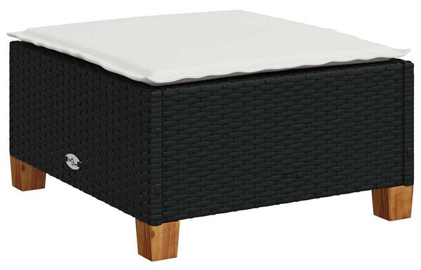 5 részes fekete polyrattan kerti kanapészett párnákkal