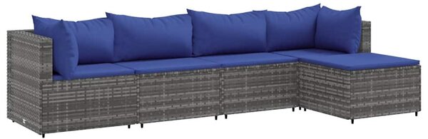 5 részes szürke polyrattan kerti ülőgarnitúra párnákkal