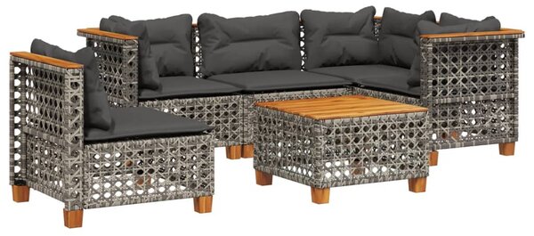 6 részes szürke polyrattan kerti ülőgarnitúra párnákkal