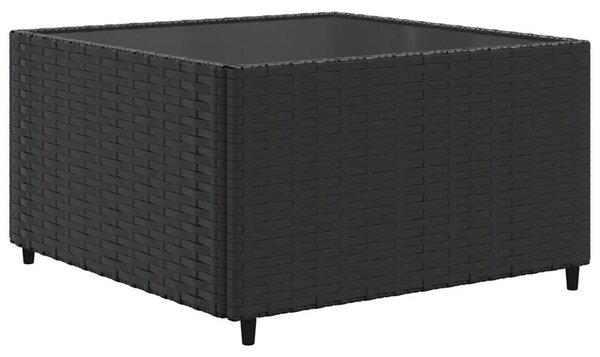 7 részes fekete polyrattan kerti ülőgarnitúra párnákkal