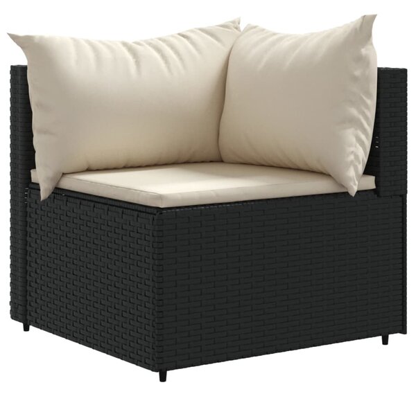 6 részes fekete polyrattan kerti ülőgarnitúra párnákkal