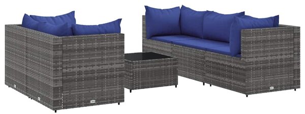 6 részes szürke polyrattan kerti ülőgarnitúra párnákkal