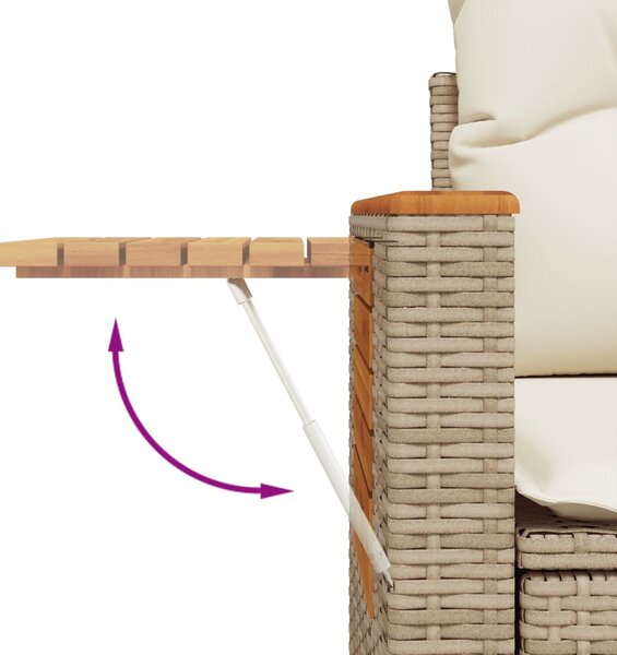 6 részes bézs polyrattan kerti ülőgarnitúra párnával
