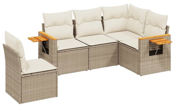 5 részes bézs polyrattan kerti ülőgarnitúra párnákkal