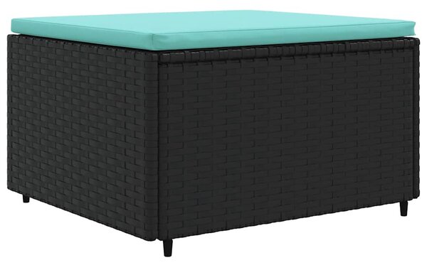 8 részes fekete polyrattan kerti ülőgarnitúra párnákkal