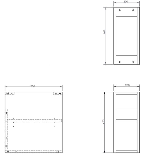 Mexen Box-A, nyitott szekrény polccal 20 cm, matt szürke, 91AX2-0200-470-0-62
