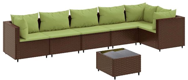 7 részes barna polyrattan kerti ülőgarnitúra párnákkal