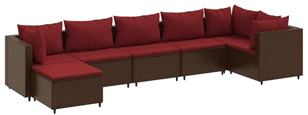 7 részes barna polyrattan kerti ülőgarnitúra párnákkal