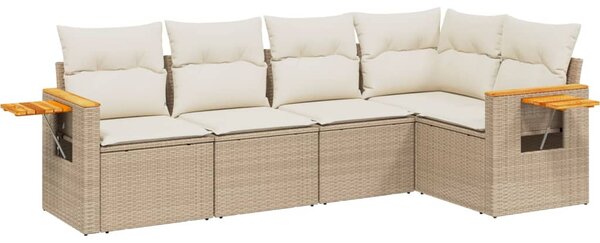 5 részes bézs polyrattan kerti ülőgarnitúra párnákkal