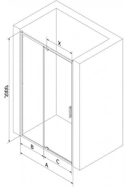 Mexen Exo, nyíló zuhanyajtó 130 cm, átlátszó üveg, arany, 819-130-000-50-00