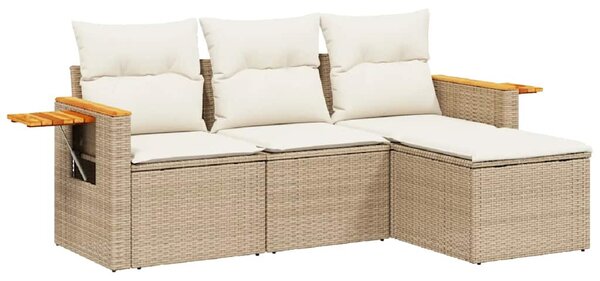 4 részes bézs polyrattan kerti ülőgarnitúra párnákkal
