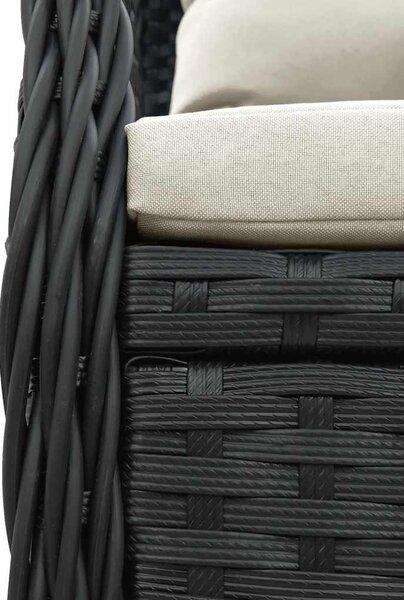 5 részes fekete polyrattan kerti étkezőgarnitúra párnákkal