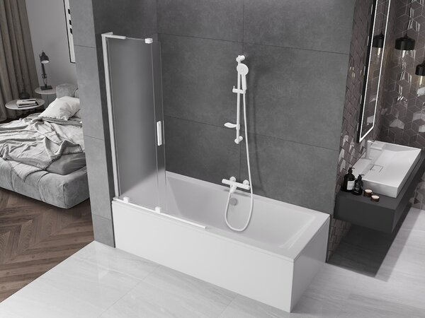 Mexen Velar L 2-szárnyú toló kádparaván 110 x 150 cm, homályos, fehér - 896-110-003-31-20
