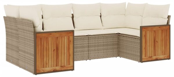 6 részes bézs polyrattan kerti ülőgarnitúra párnával