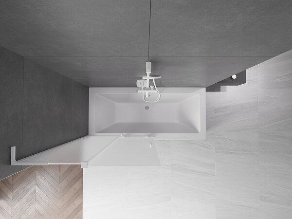 Mexen Velar L 2-szárnyú toló kádparaván 110 x 150 cm, homályos, fehér - 896-110-003-31-20