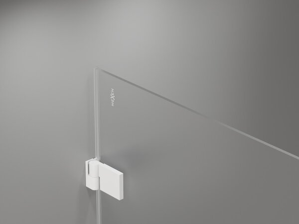 Mexen, Mexen Lunar-B Forgós bal oldali zuhanyajtó 60 cm, átlátszó, fehér - 832-060-000-20-00-L