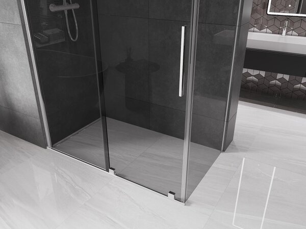 Mexen Velar, zuhanykabin tolóajtóval 130 x 70 cm, 8mm szürke üveg, króm, 871-130-070-41-01