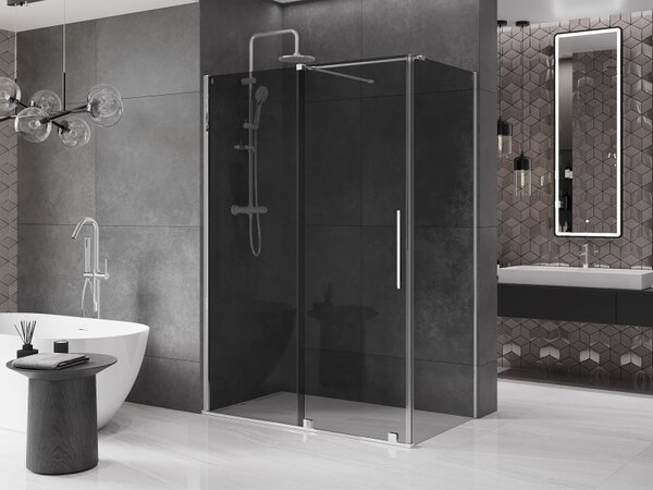 Mexen Velar, zuhanykabin tolóajtóval 130 x 70 cm, 8mm szürke üveg, króm, 871-130-070-41-01
