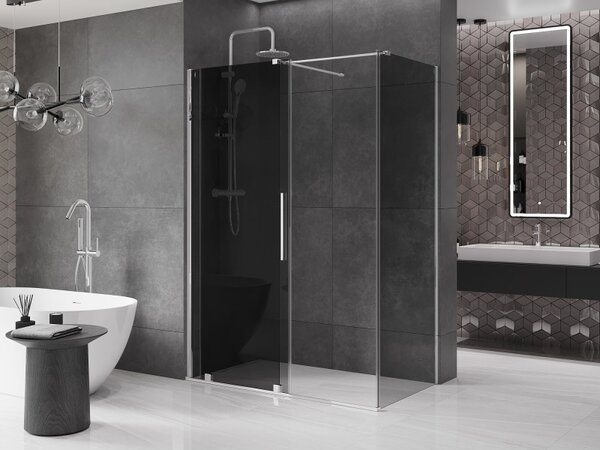 Mexen Velar, zuhanykabin tolóajtóval 130 x 70 cm, 8mm szürke üveg, króm, 871-130-070-41-01