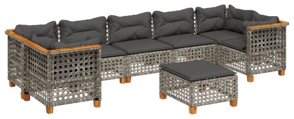 8 részes szürke polyrattan kerti ülőgarnitúra párnákkal