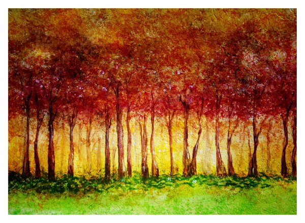 Kép - Lombhullató erdő festménye (üvegen) (70x50 cm)