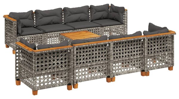 9 részes szürke polyrattan kerti ülőgarnitúra párnákkal
