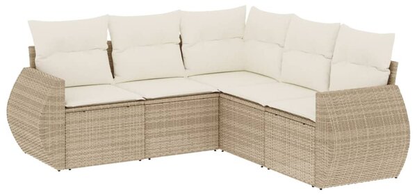 5 részes bézs polyrattan kerti ülőgarnitúra párnákkal