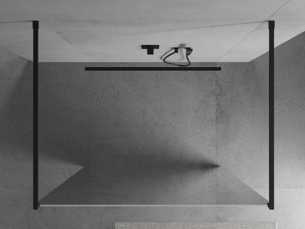 Mexen Kioto, átmenő zuhanyparaván 100 x 200 cm, 8mm-es üvegmintás tükör, 2x fekete stabilizáló távtartó, 800-100-002-70-50