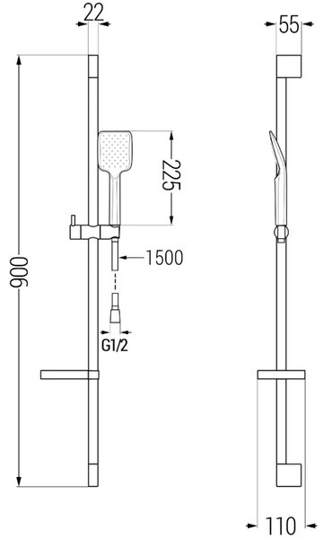Mexen zuhanygarnitúra DS62, króm, 785624583-00