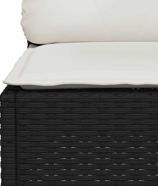 8 részes fekete polyrattan kerti ülőgarnitúra párnákkal