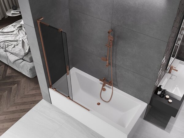 Mexen Velar L kádparaván 2-szárnyú toló 100 x 150 cm, grafit, rózsaarany - 896-100-003-41-60