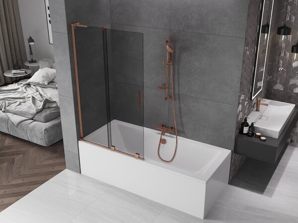 Mexen Velar L kádparaván 2-szárnyú toló 100 x 150 cm, grafit, rózsaarany - 896-100-003-41-60