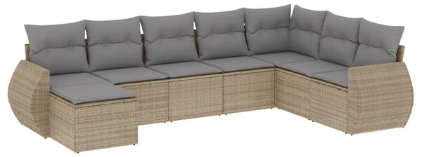8 részes bézs polyrattan kerti ülőgarnitúra párnával