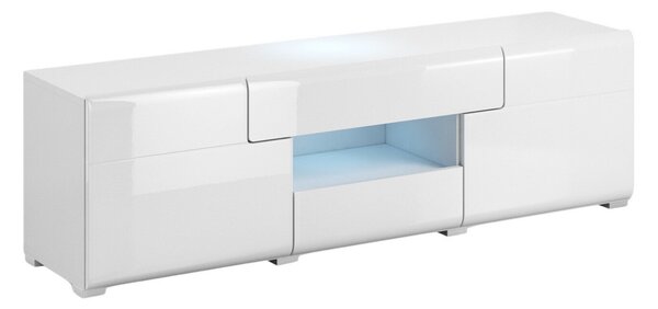TV-állvány Torsone 101, Laminált forgácslap, 48x159x39cm, Fényes fehér, Fehér