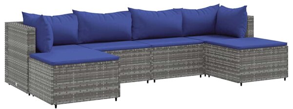 6 részes szürke polyrattan kerti ülőgarnitúra párnákkal