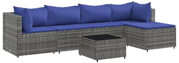 6 részes szürke polyrattan kerti ülőgarnitúra párnákkal
