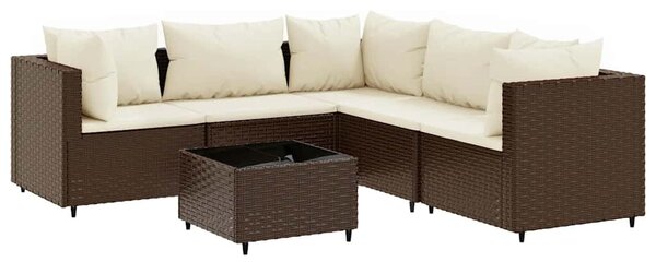 6 részes barna polyrattan kerti ülőgarnitúra párnákkal