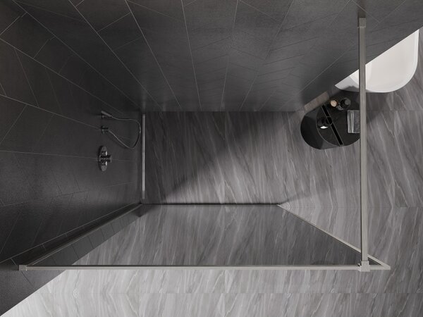 Mexen, Mexen Kioto-XF zuhanyfal kerettel 60 x 202 cm, grafit 10 mm, matt nikkel - 800-060-104-97-40-X
