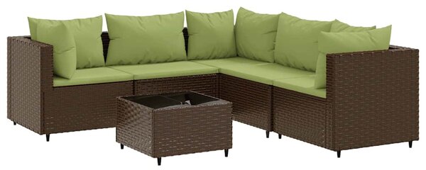6 részes barna polyrattan kerti ülőgarnitúra párnákkal